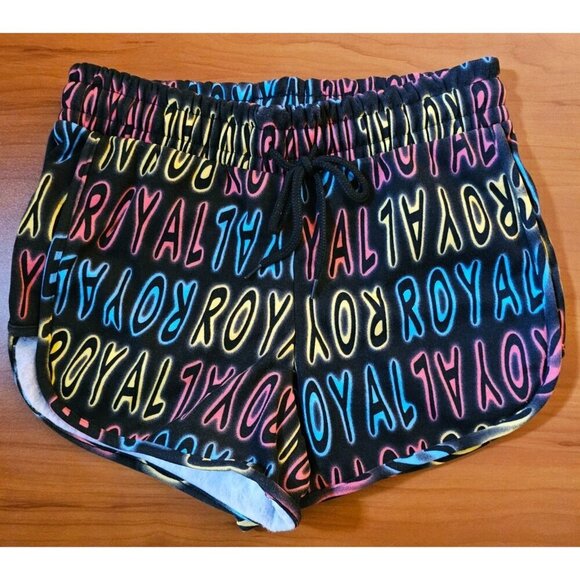 Lit 26 Neon "Royal" Print Women Running Shorts Fleece Lined Elastic Waist Size M - Picture 1 of 4